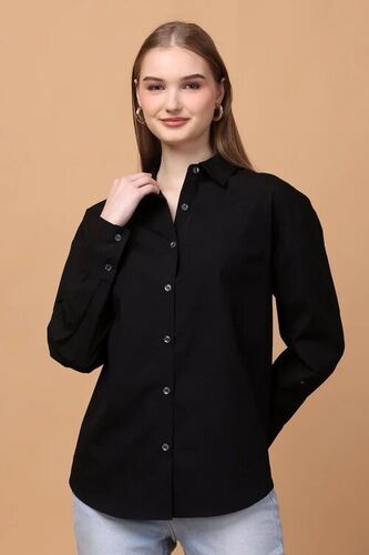 Ladies Black Poplin Shirt