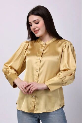 Ladies Golden Satin Shirt