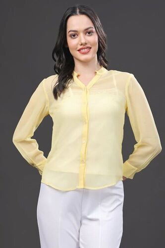 Ladies Yellow Shirt - New, All Size, Full Sleeves, Yellow | No Fade, Stylist, Comfortable, Washable, Skin Friendly