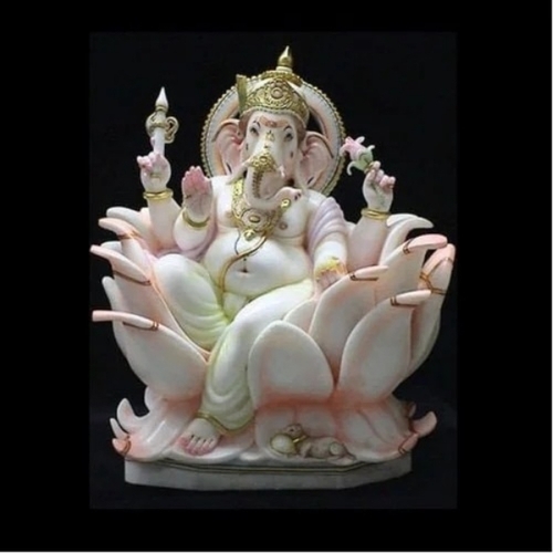 Lotus base ganesha marble statue