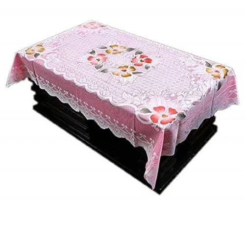 Pink Rectangular Cotton 4 Seater Centre Table Cover