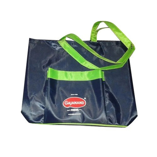 Rexine Ladies Handbags - HDPE Material 10kg Load Capacity Blue Green Finish Rope Handle Support