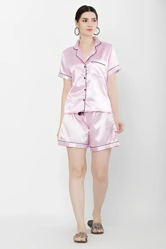 Satin Silk Pink Ladies Night Dress