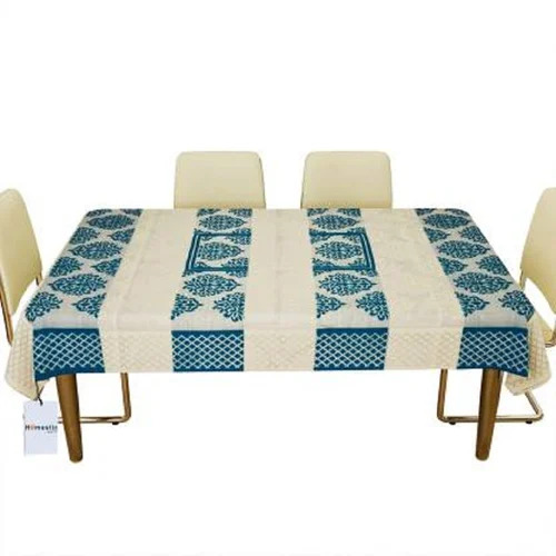 White And Turquoise Net Rectangular Table Cover