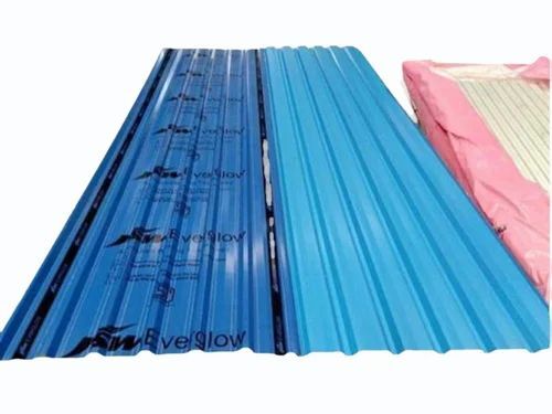 0.60 Mm Galvanized Iron Blue Colour Coated Roofing Sheet - 12 Feet Length, Cold Rolled, Commercial Use
