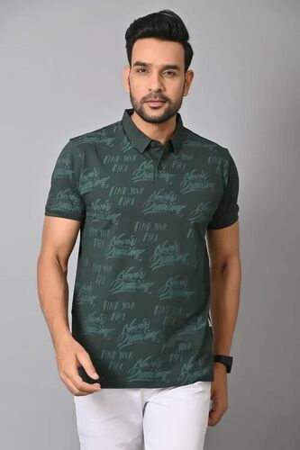 Arbour Men Allover Printed Polo Neck T-Shirt - New, Good Quality, Skin Friendly, All Size | Stylist, Comfortable, Short Sleeves