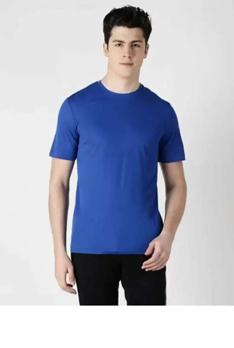 Blue Plain Round Neck T Shirt