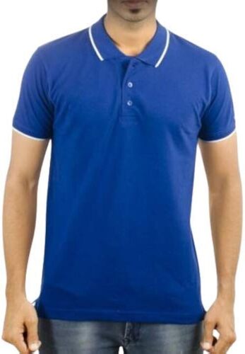 Blue Polo T Shirt - Cotton, All Size, Blue | Stylist, Comfortable, Men, Short Sleeves