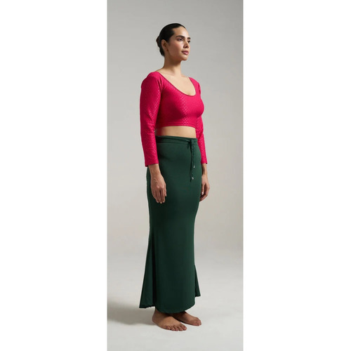 Fish Cut Green Saree Shapewear