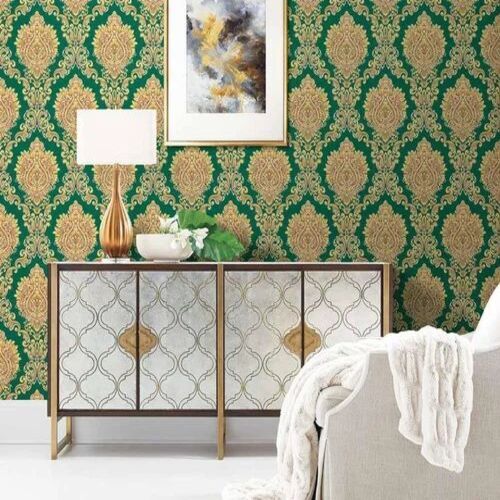 Green Printed Wallpaper