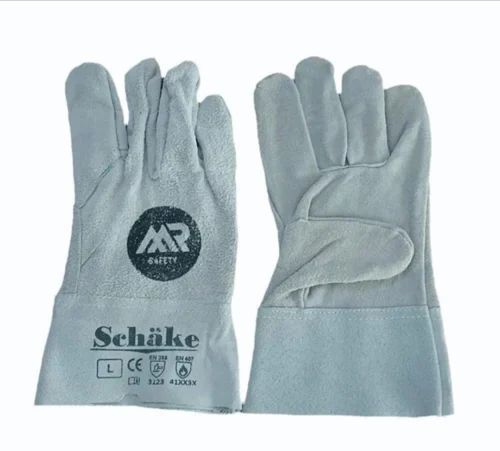 Grey Split Leather Hand Gloves