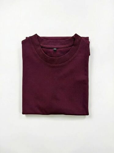 Maroon Plain Mens T Shirt
