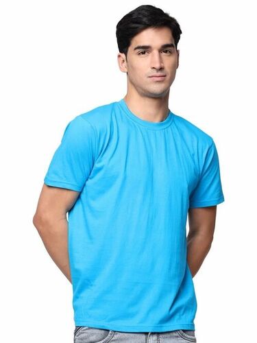Mens Round Neck Blue Cotton T Shirts - Cotton, All Size, Blue | Stylist, Comfortable, Skin Friendly