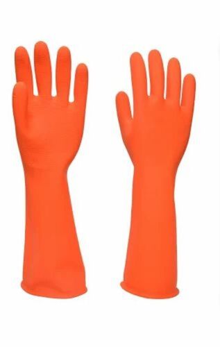 Orange Rubber Safety Hand Gloves