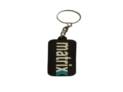 Rectangular Silicone Rubber Keychain - Custom Printed Design, Black, Durable Lightweight Eco-Friendly
