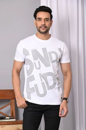 Round Neck Cotton Blend T-Shirt
