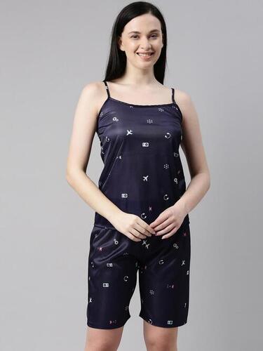 Women Blue Printed Night Suit