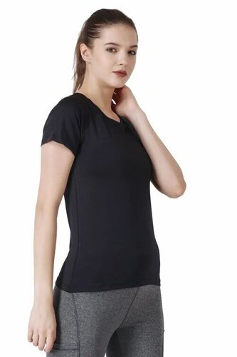 Women Polyester Black T Shirt