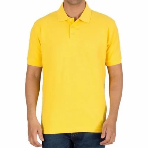Yellow Custom Polo T Shirt - Cotton, All Size, Yellow | Stylist, Comfortable, Short Sleeves