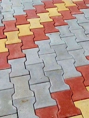 Interlocking Paver Block - Color: Grey Red Yellow