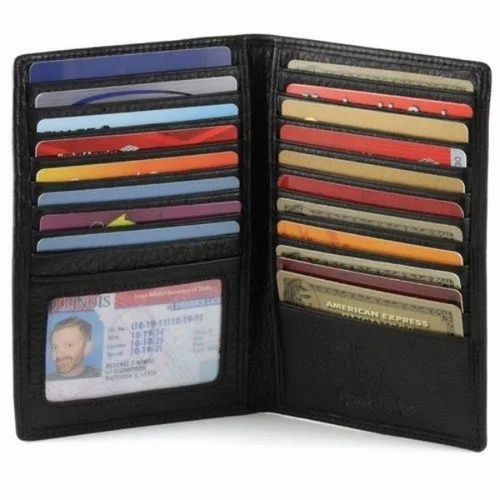 Portable Black Leather Credit Card Wallet