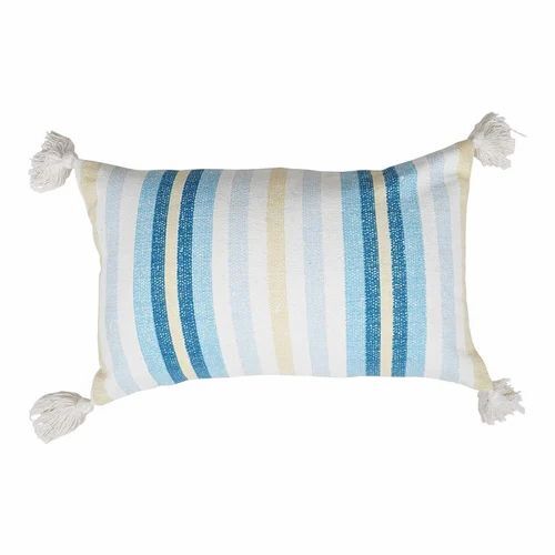 Rectangular Strip Cotton Cushion Cover - Color: Multi Color