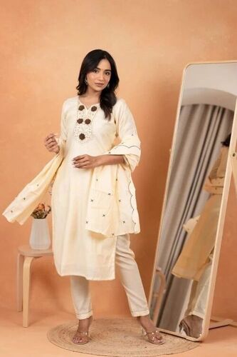 3-Piece Roman Shimmer Handwork Kurti Pant Set