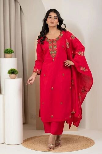 3-Piece Roman Silk Muslin Kurti Pant Set