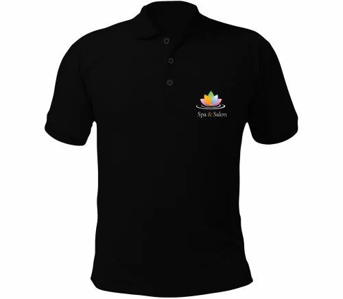 Custom Printed Polo Collar T Shirt - Cotton All Size Black | Stylist Comfortable Skin Friendly