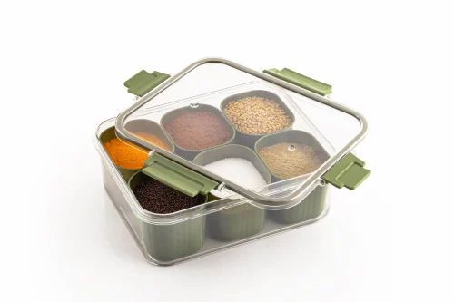 Plastic Masala Box - Plastic, 1500ml, Transparent, Rectangular | Lid Closure, Matt Finish, Eco Friendly