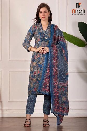 Printed Cotton Kurti Pant Set - Cotton, All Size, Blue | Anti Wrinkle, No Fade, Stylish, Comfortable