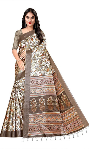 6.3 Meter Grey Handloom Khadi Silk Saree