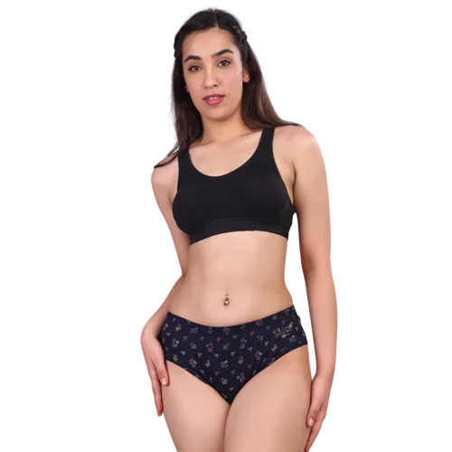 90cm Mid Rise Printed Cotton Ladies Panties