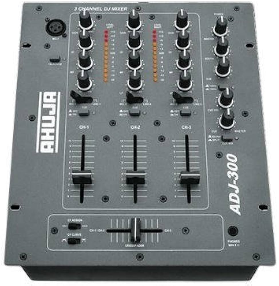 Ahuja Adj-300 Mixer - Abs Plastic, Black, 3 Channels, 220-380v | Gain Control, 3-band Eq, Crossfade Curve, Mono Subwoofer Output