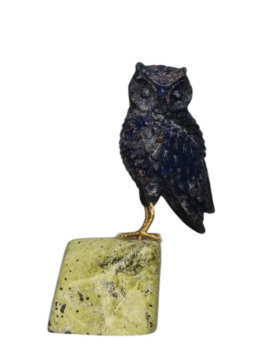 Black Owl Gemstone Statue