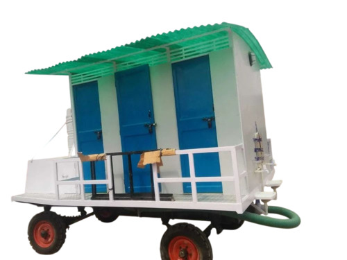 Frp Mobile Toilet Van - FRP Material, 500L Tank Capacity, Blue & White, Four Doors, Swing Door Style