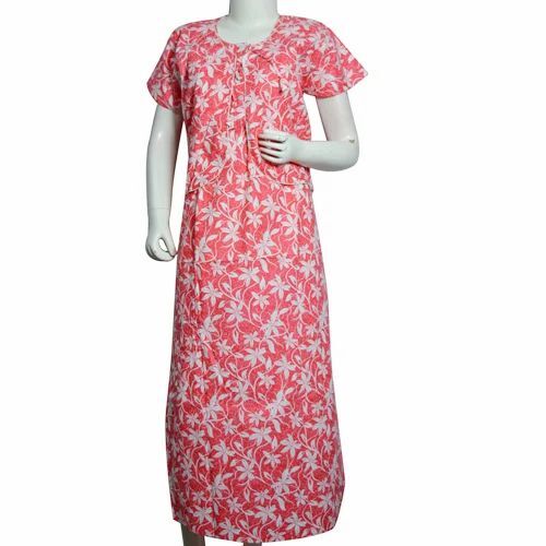 Ladies Cotton Pink Nightwear - Cotton, All Size, Printed | Stylist, Comfortable, Skin Friendly