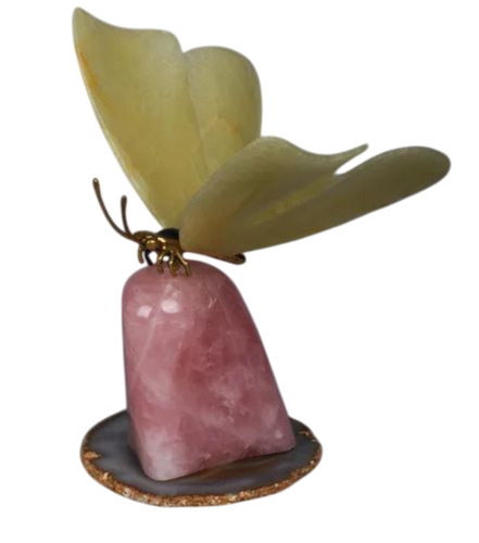 Rose Quartz Butterfly Gemstone Statue