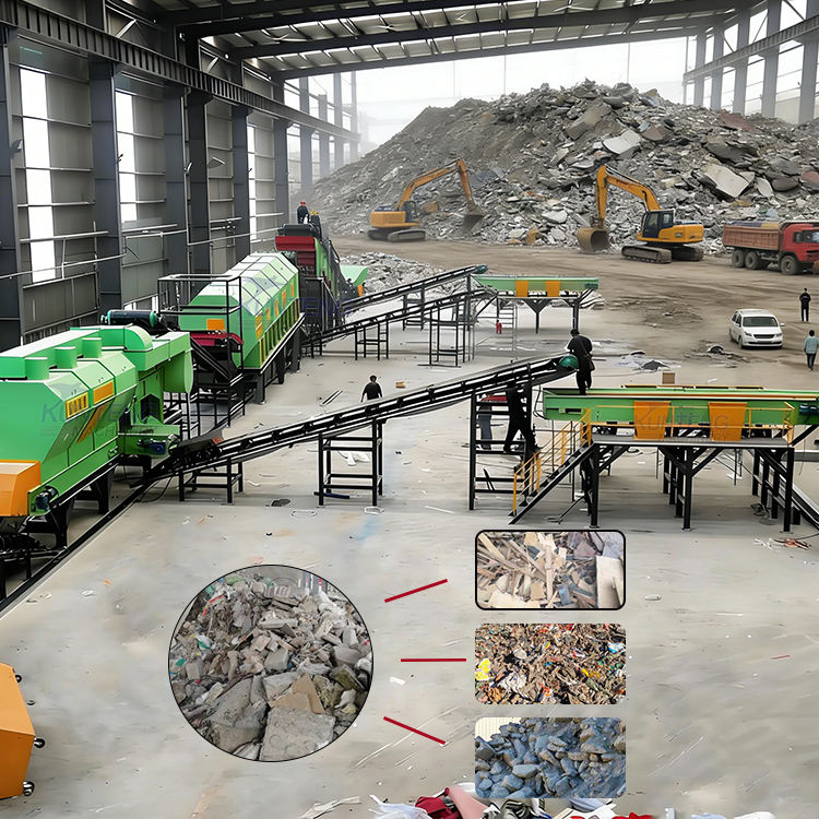 Automatic Post-War Urban Debris Waste Treatment Production Line - Capacity: 50 T/Hr