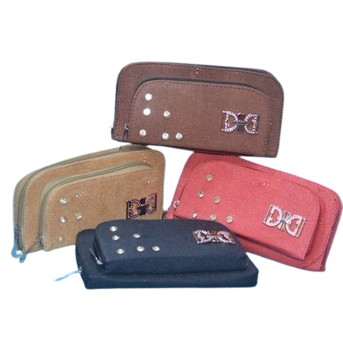 Fancy Ladies Clutch - Rexine, 7x5 Inch, Multi Color | Zipper Closure, Beaded Design, Glossy Finish, Handles, Water Resistant