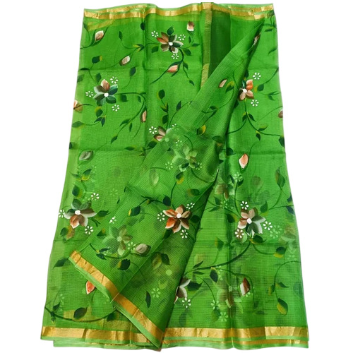 Floral Hand Brush Painting Kota Silk Saree