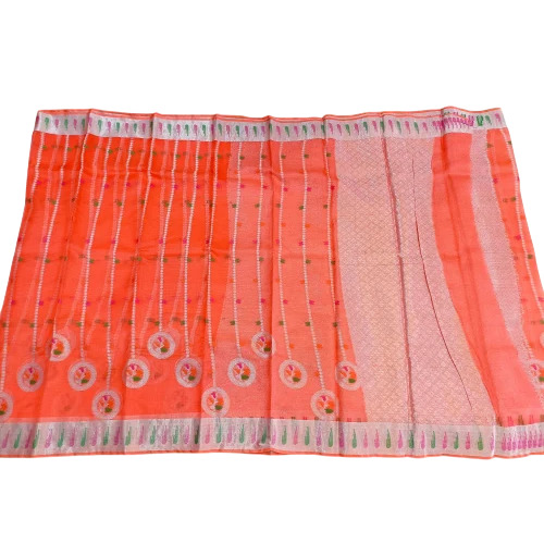 Orange Kota Silk Saree