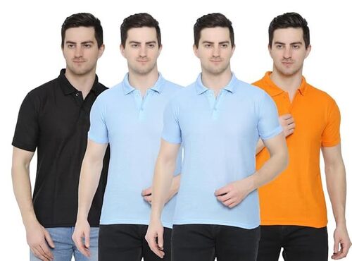 Poly Cotton Collar Neck Half Sleeves T Shirt