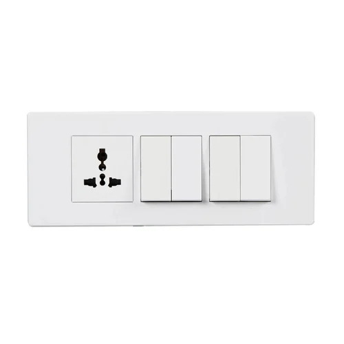 Six-Module White Modular Switch Plate - Material: Kraft Paper
