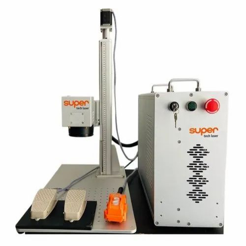 Ss Laser Engraving Machine - Fiber Laser, Air Cooling, Semi-Automatic, White, Industrial Use