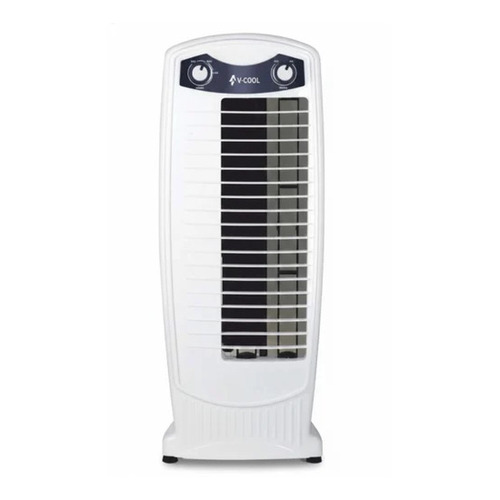 V Cool Thunder Tower Air Cooler - Plastic Body, 9 Inch Fan, White/Black | Floor Standing, 20 L Tank, Honeycomb Cooling Pad, 220V