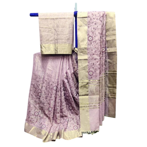 Banarasi Khichdi Tissue Linen Embroidery Saree