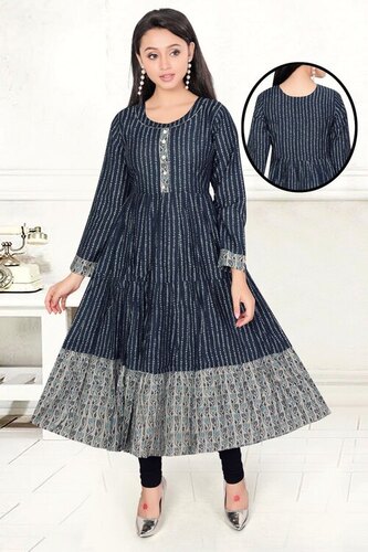 Designer Kurti Set - All Size, Black, Cotton Blend | Anti Wrinkle, No Fade, Comfortable, Washable, Long Sleeve