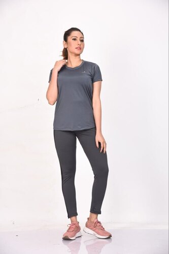 Ladies Grey Dri Fit Round Neck T Shirt
