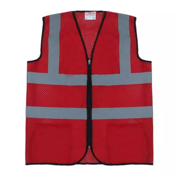 Polyester Red Reflective Jacket - Feature: Lightweight & Breathable